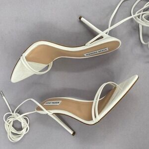 Steve Madden Flamin Wrap Around Heels White Size 9.5 Stiletto Dress Shoes